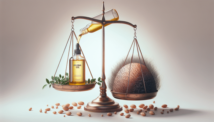 Jojoba oil balancing natural scalp and hair oils, with tea tree leaves to promote a healthy, dandruff-free scalp.